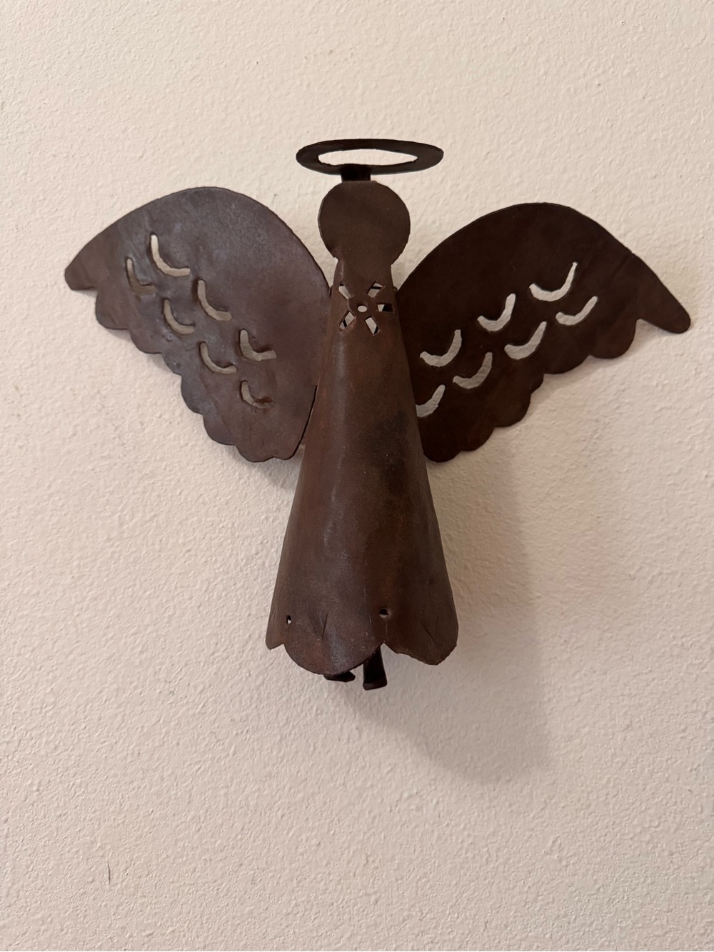 Metal Angel Wall Hanging in Rustic Brown